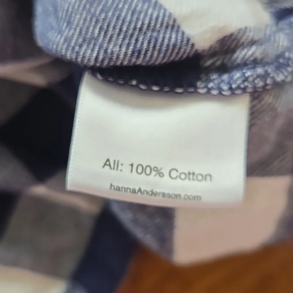 Hanna Andersson Navy Blue And White Gingham Flannel Dress Size 4T